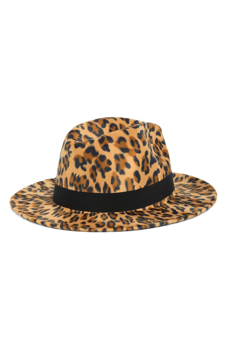 San Diego Hat Felt Leopard Print Fedora, Alternate, color, 