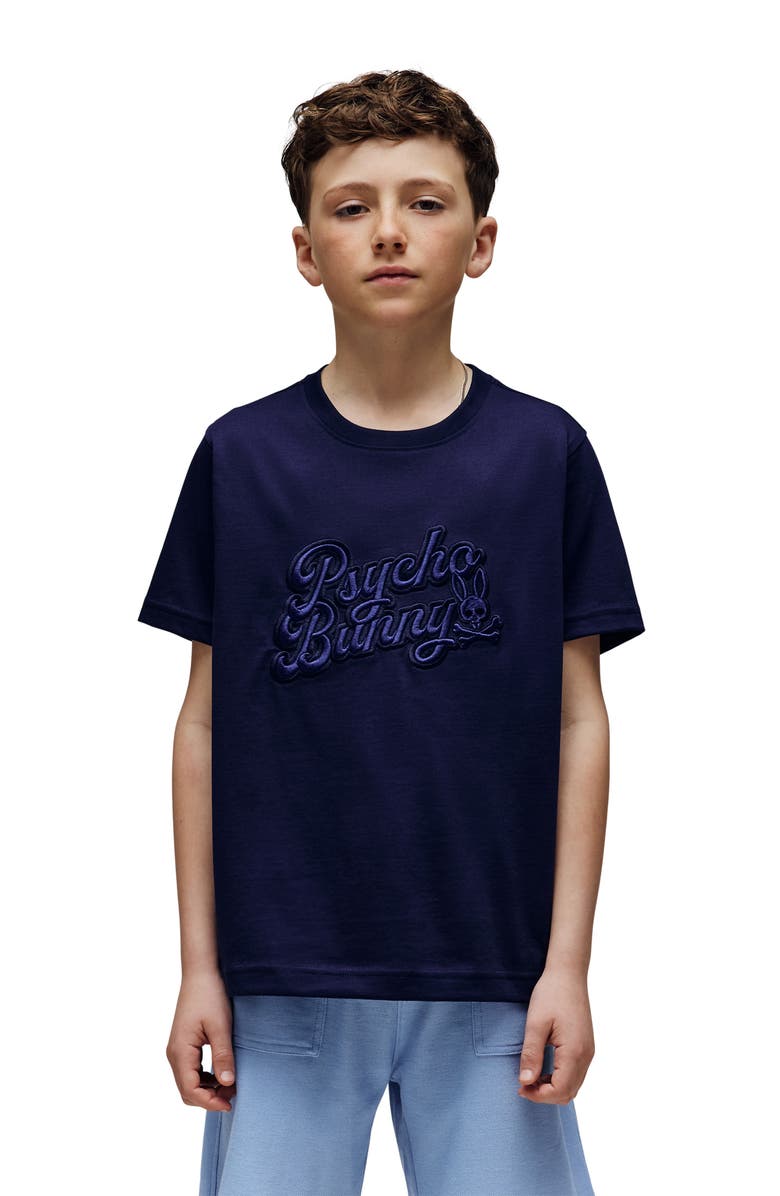 Psycho Bunny Kids' Elias Cotton Graphic T-Shirt, Alternate, color, Evening Blue