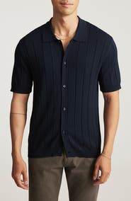 Mavi Jeans Edition Slim Fit Short Sleeve Knit Button-Up Shirt