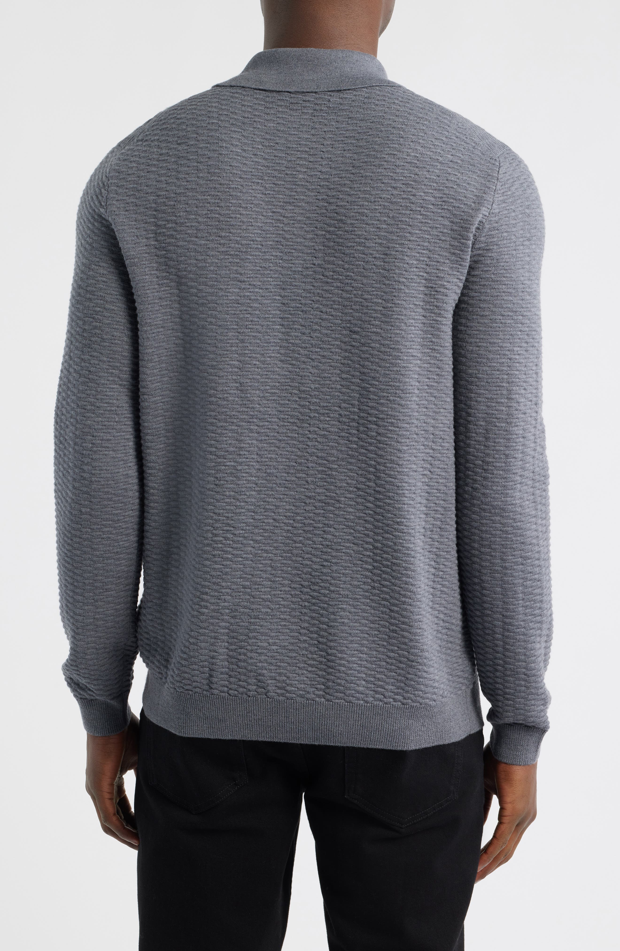 Diluigi Long Sleeve Virgin Wool Blend Polo Sweater - image 2