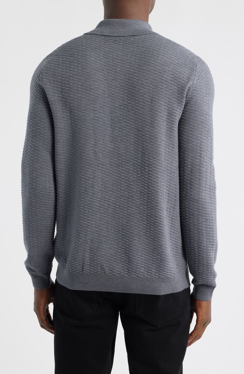 BOSS Diluigi Long Sleeve Virgin Wool Blend Polo Sweater, Alternate, color, Grey