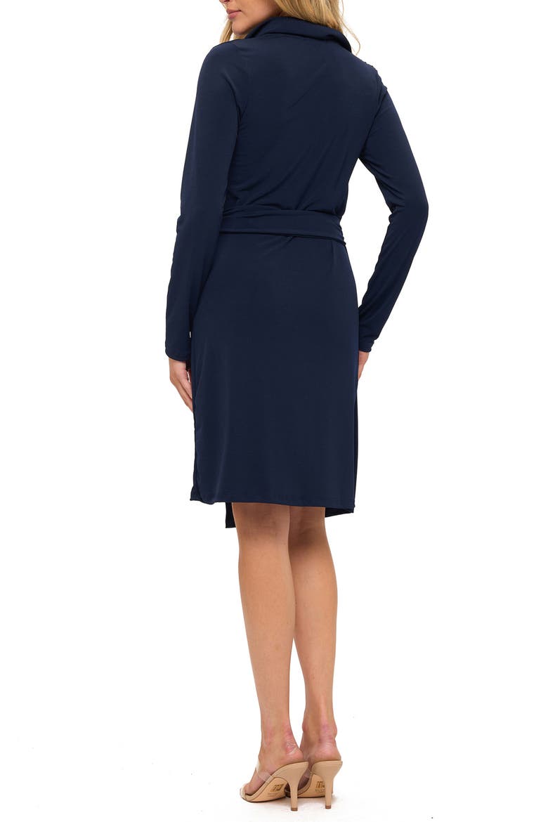 Surplice Side Tie Midi Dress, Alternate, color, NAVY
