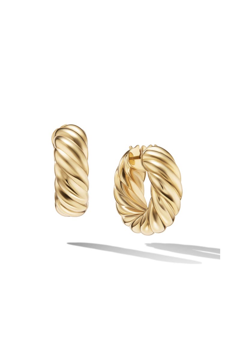 David Yurman Sculpted Cable Hoop Earrings in 18K Yellow Gold, Main, color, 18K Yellow Gold