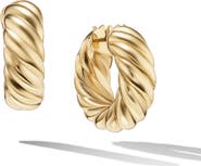 David Yurman Sculpted Cable Hoop Earrings in 18K Yellow Gold