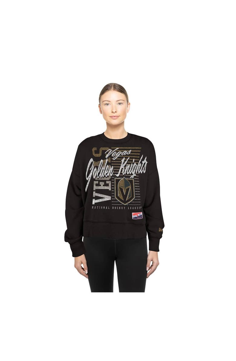 New Era Women's New Era Black Vegas Golden Knights Oversized Throwback Mineral Wash Sweatshirt, Alternate, color, 