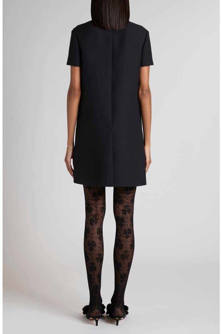V-Detail Crepe Couture Minidress, Alternate, color, BLACK/ CREAM