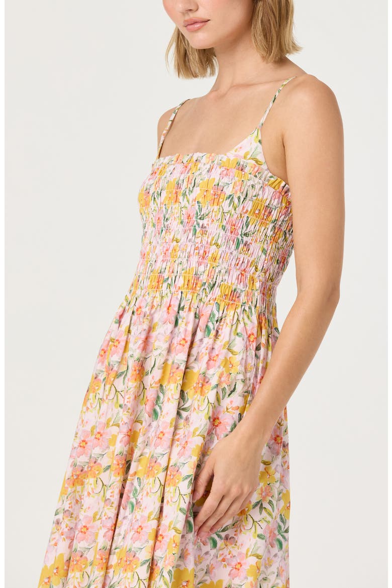 Floral Print A-Line Dress, Alternate, color, PINK YELLOW FLORAL