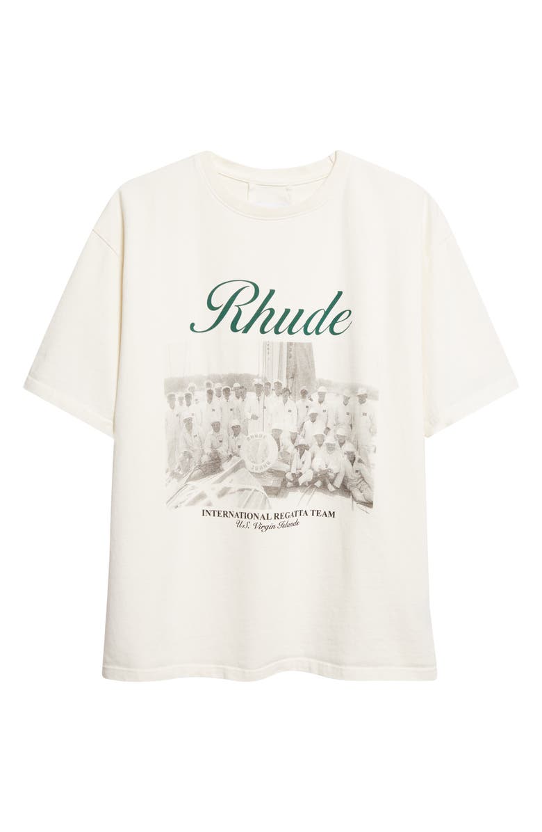 Rhude Virgin Islands Script Logo Graphic T-Shirt, Main, color, Vintage White/ Black/ Green