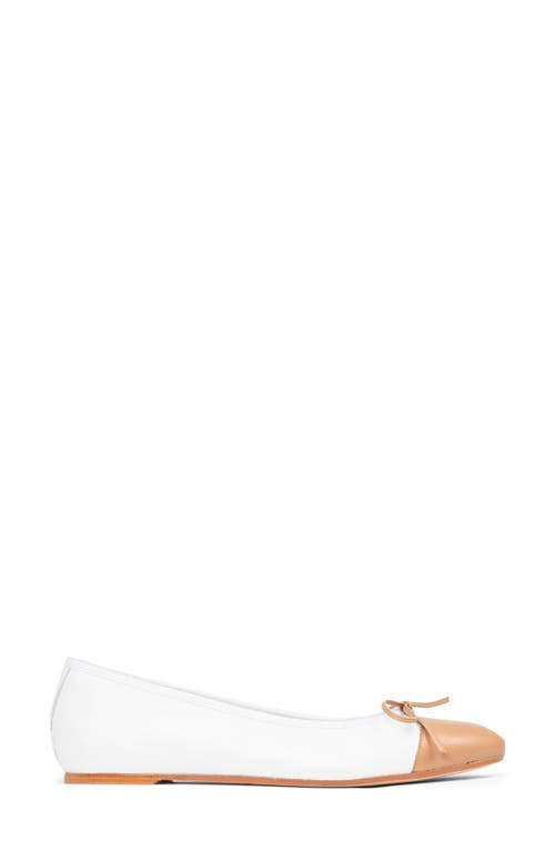 Shop Patricia Green Tropez Cap Toe Ballet Flat In White/natural