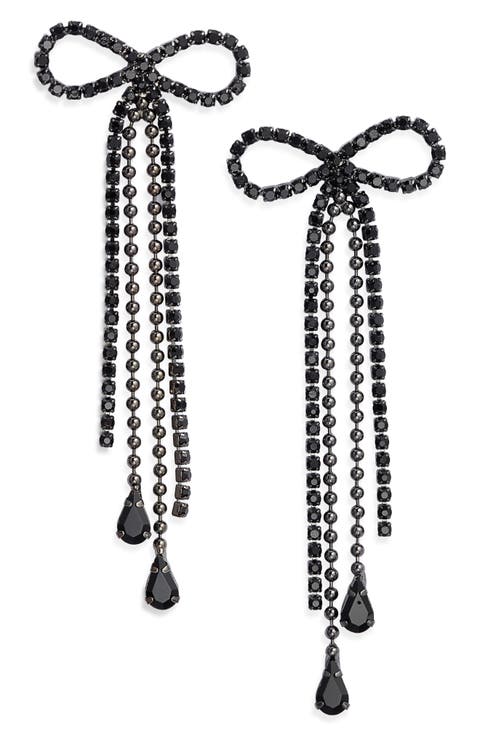 Stone Crystal Bow Drop Earrings