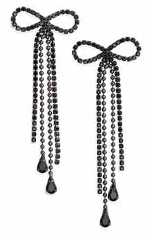 Stone Crystal Bow Drop Earrings