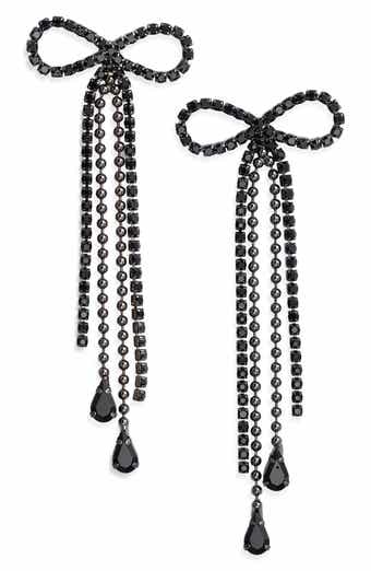 Stone Crystal Bow Drop Earrings