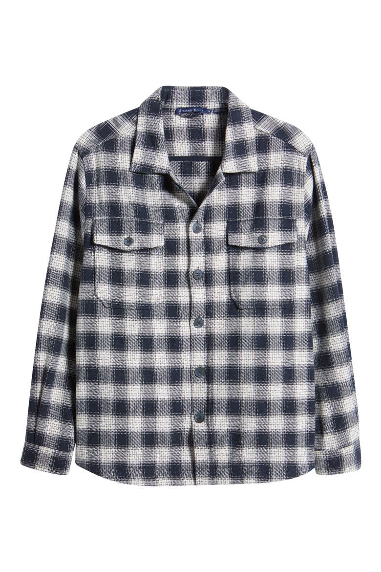 Plaid Brushed Twill Shacket, Alternate, color, BLACK