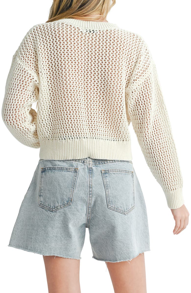 All in Favor Open Stitch Cotton Sweater, Alternate, color,