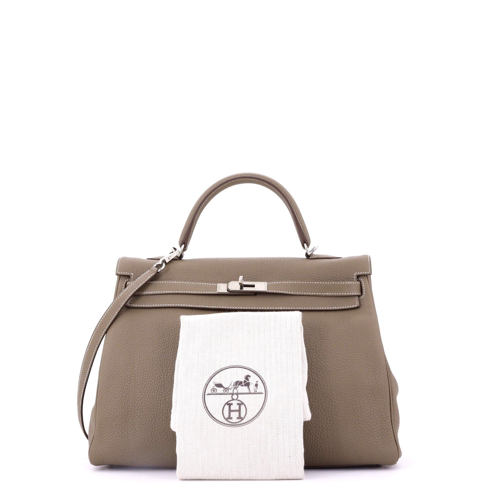 Pre-Owned Hermes Kelly Handbag Grey Togo with Palladium Hardware 35, Alternate, color, 
