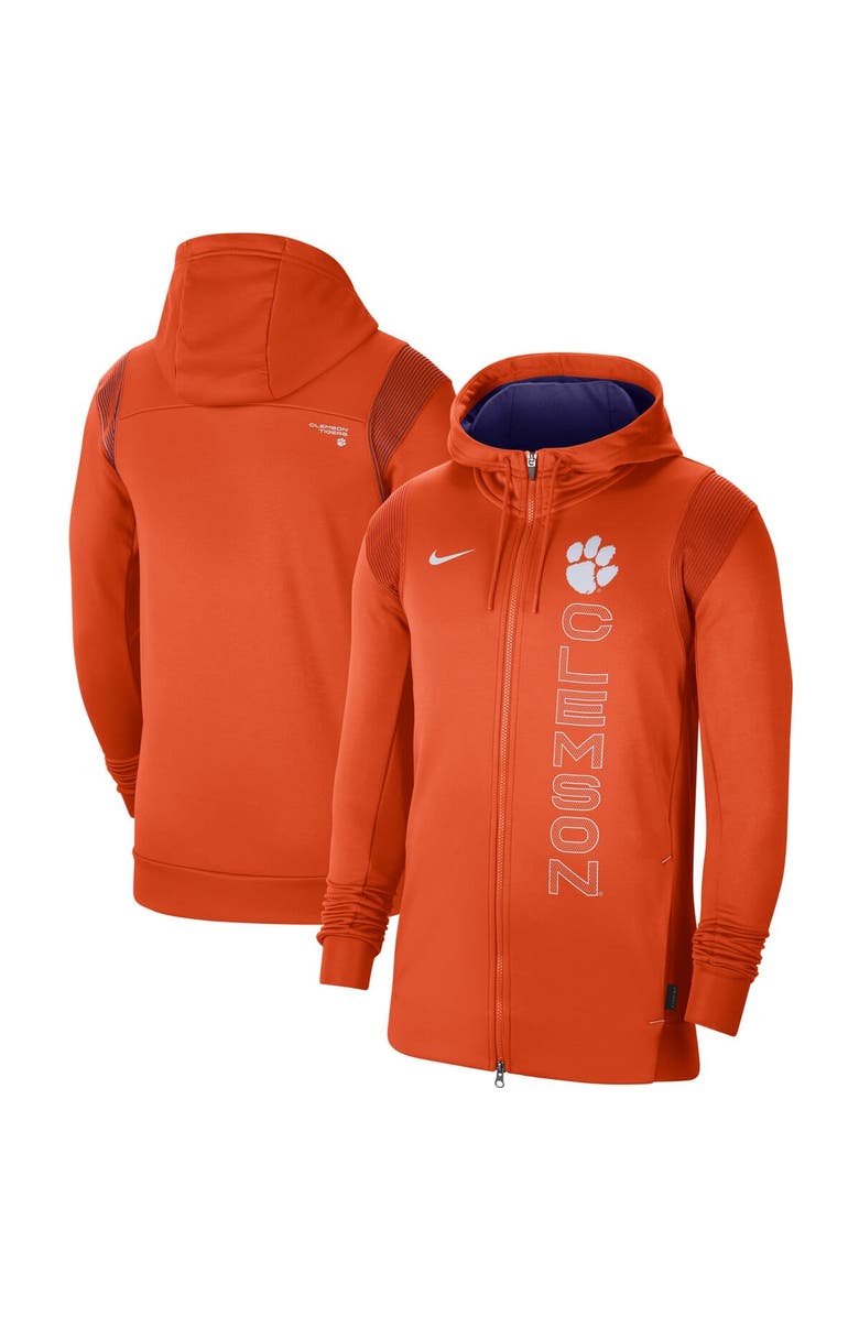 Nike Men's Nike Orange Clemson Tigers 2021 Sideline Performance Full-Zip Hoodie, Main, color, Orange