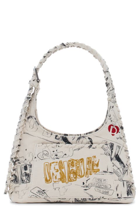 Lettering Print Shoulder Bag
