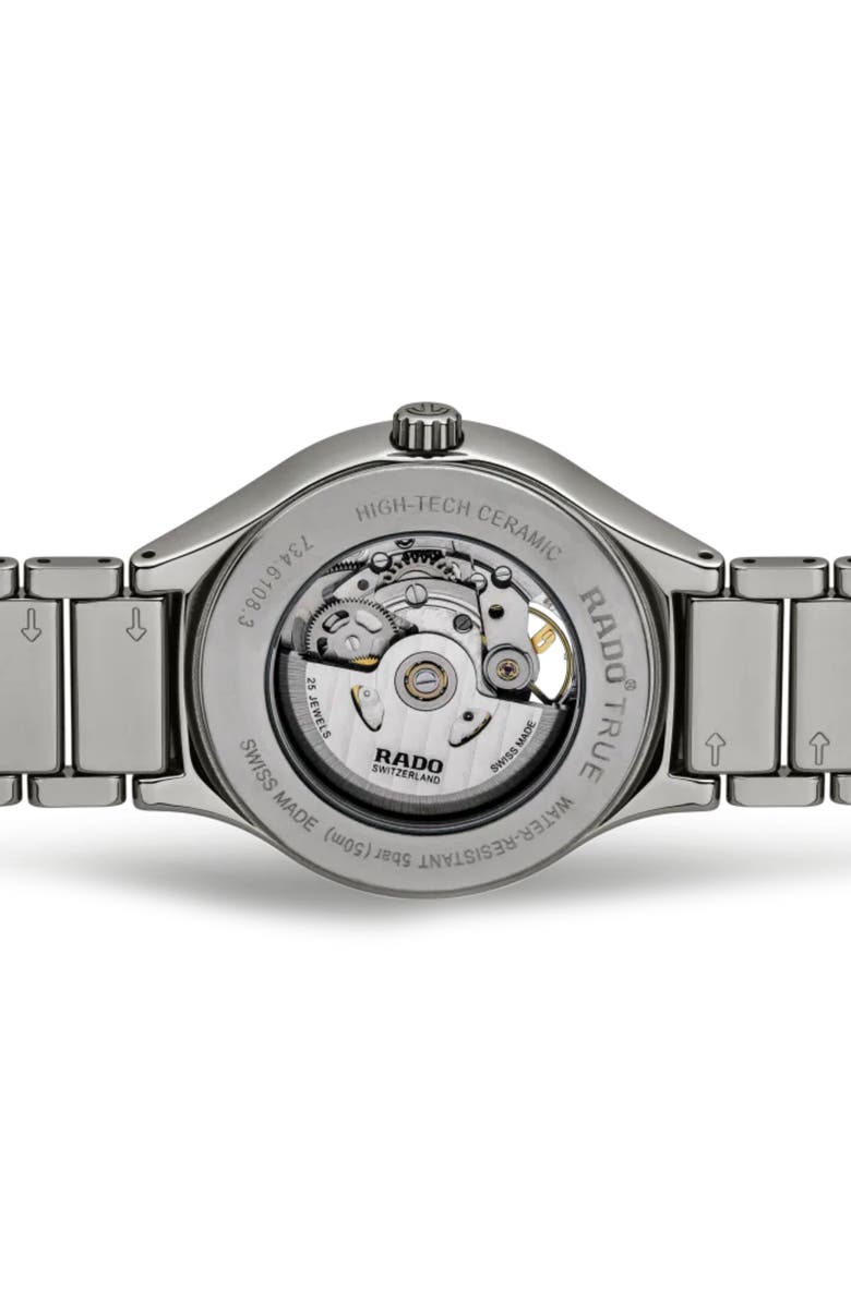 RADO True Secret Diamond Ceramic Bracelet Watch, 40mm, Alternate, color, Blue