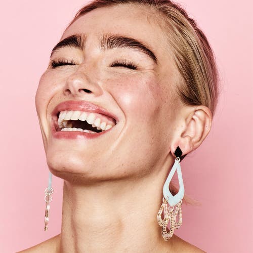 Toolally Feather Drop Earrings In Blue