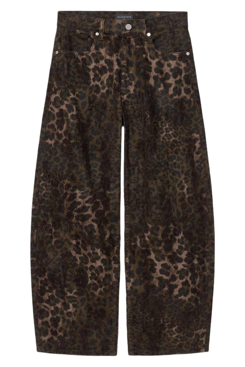 Sadie Leopard Print Barrel Leg Jeans, Alternate, color, LEPPO BROWN