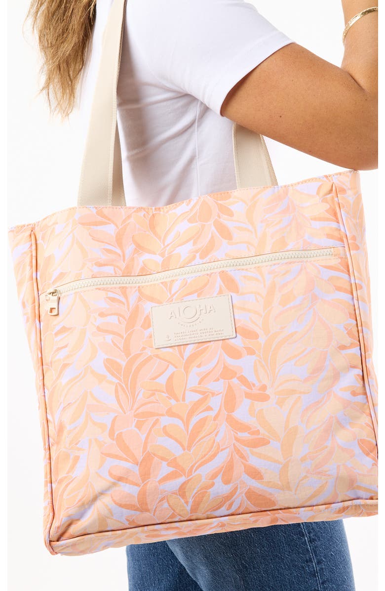 Aloha Collection Lei Stand Nylon Daily Tote, Alternate, color, Peachy
