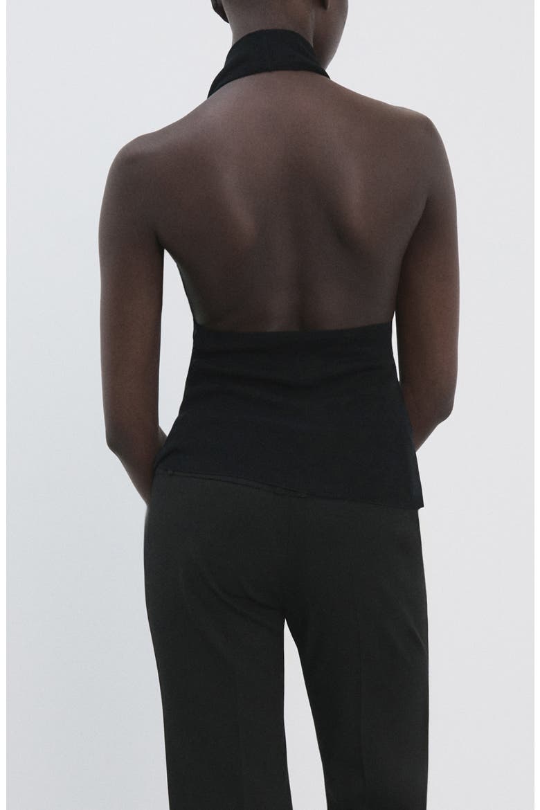 Knit Halter Neck Open Back Top, Alternate, color, BLACK