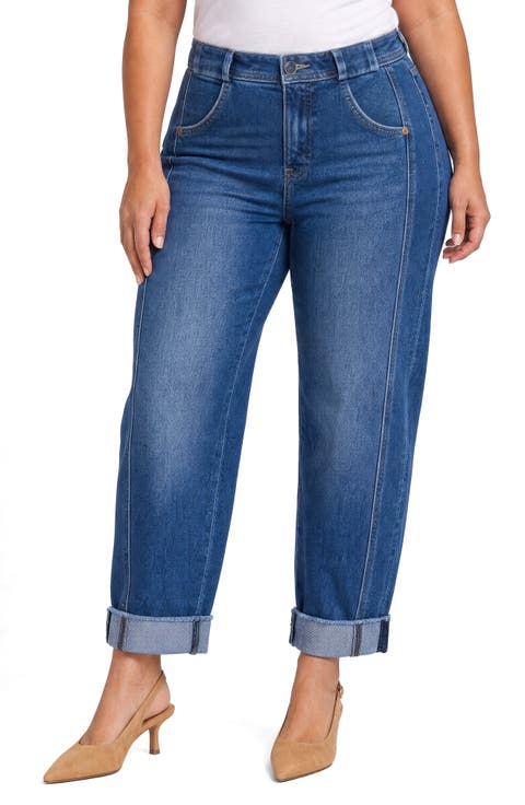Kasey Stovepipe Seam Detail High Waist Raw Cuff Ankle Jeans