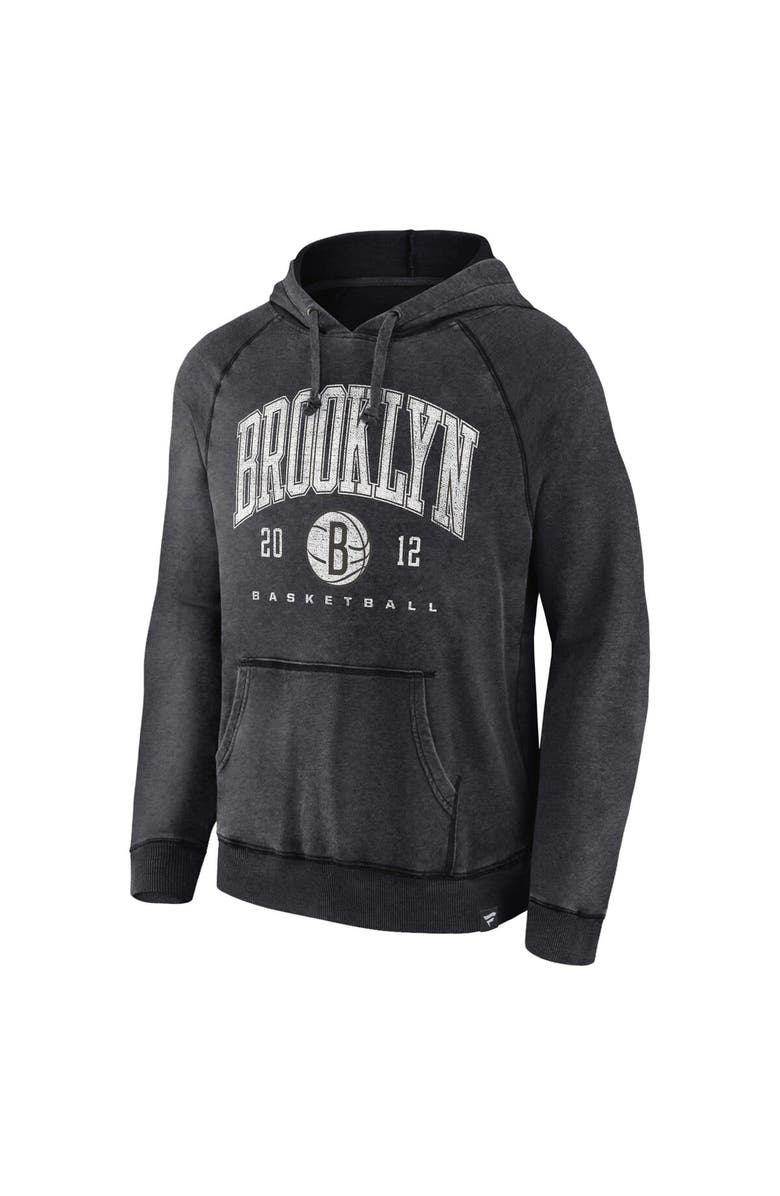 FANATICS Men's Fanatics Branded Heather Charcoal Brooklyn Nets Foul Trouble Snow Wash Raglan Pullover Hoodie, Alternate, color, Heather Charcoal
