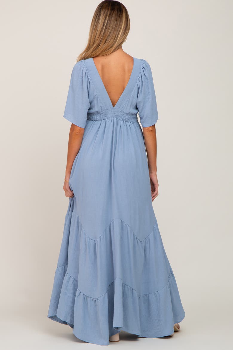 Deep V-Neck Maxi Dress, Alternate, color, Light Blue