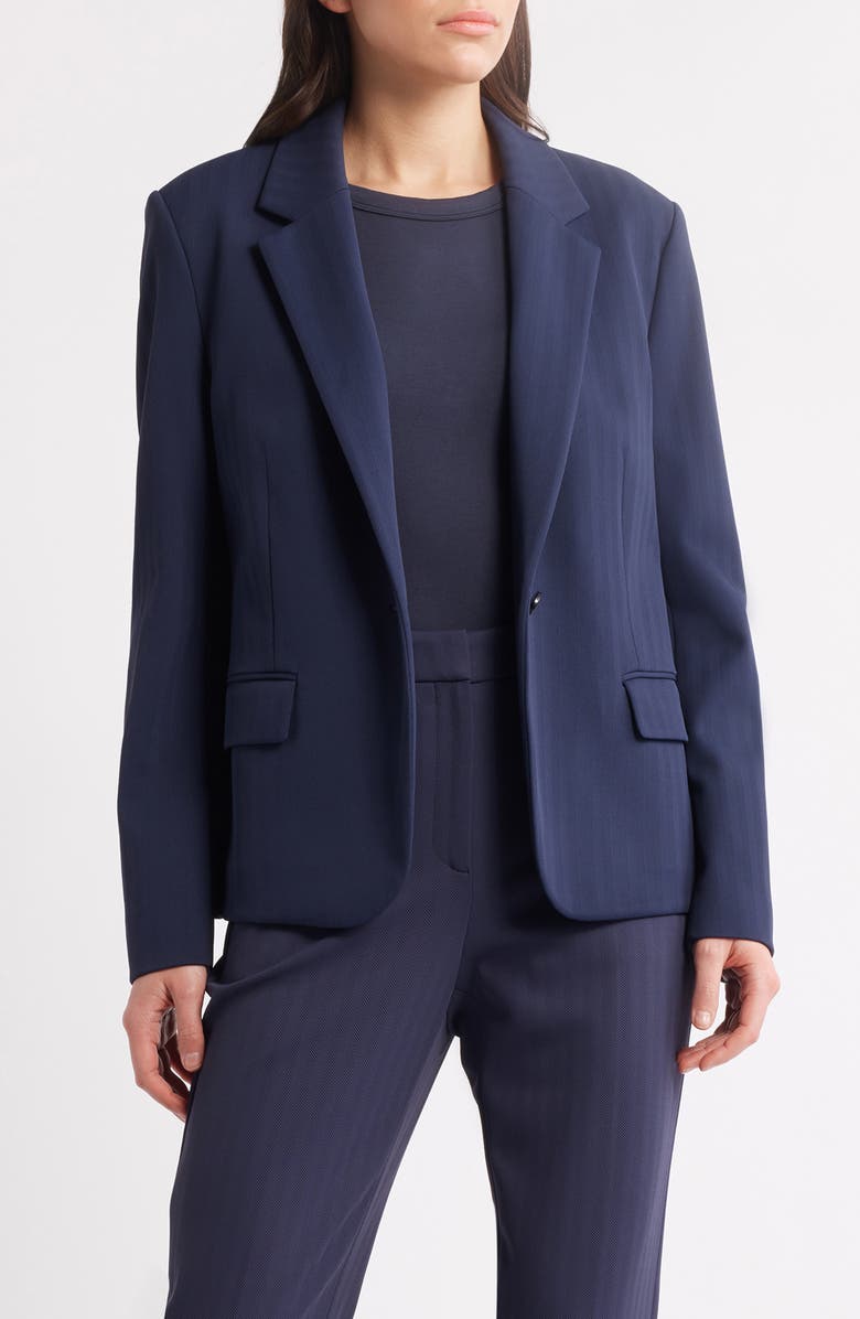 BOSS Jupa One-Button Blazer, Main, color, Clean Navy Herringbone
