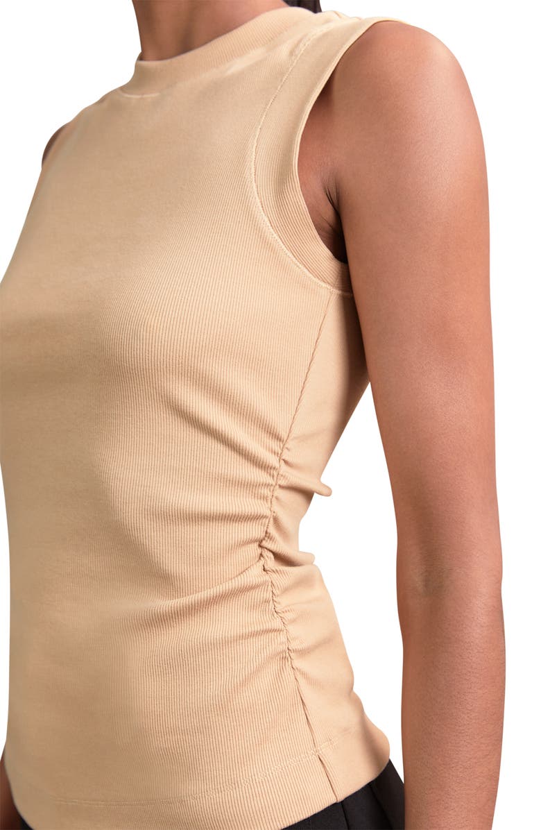Reiss Trudy Ruched Rib Tank, Alternate, color, Camel