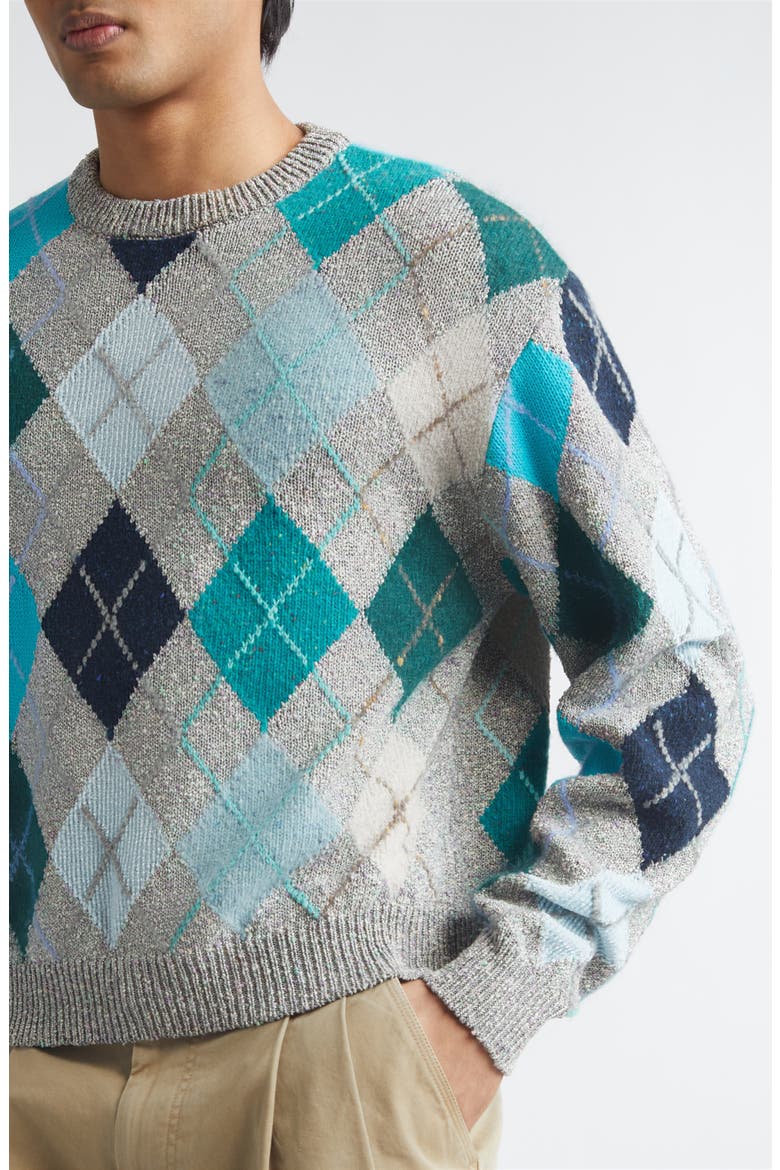 Gender Inclusive Argyle Wool, Cotton & Mohair Blend Sweater, Alternate, color, MULTI