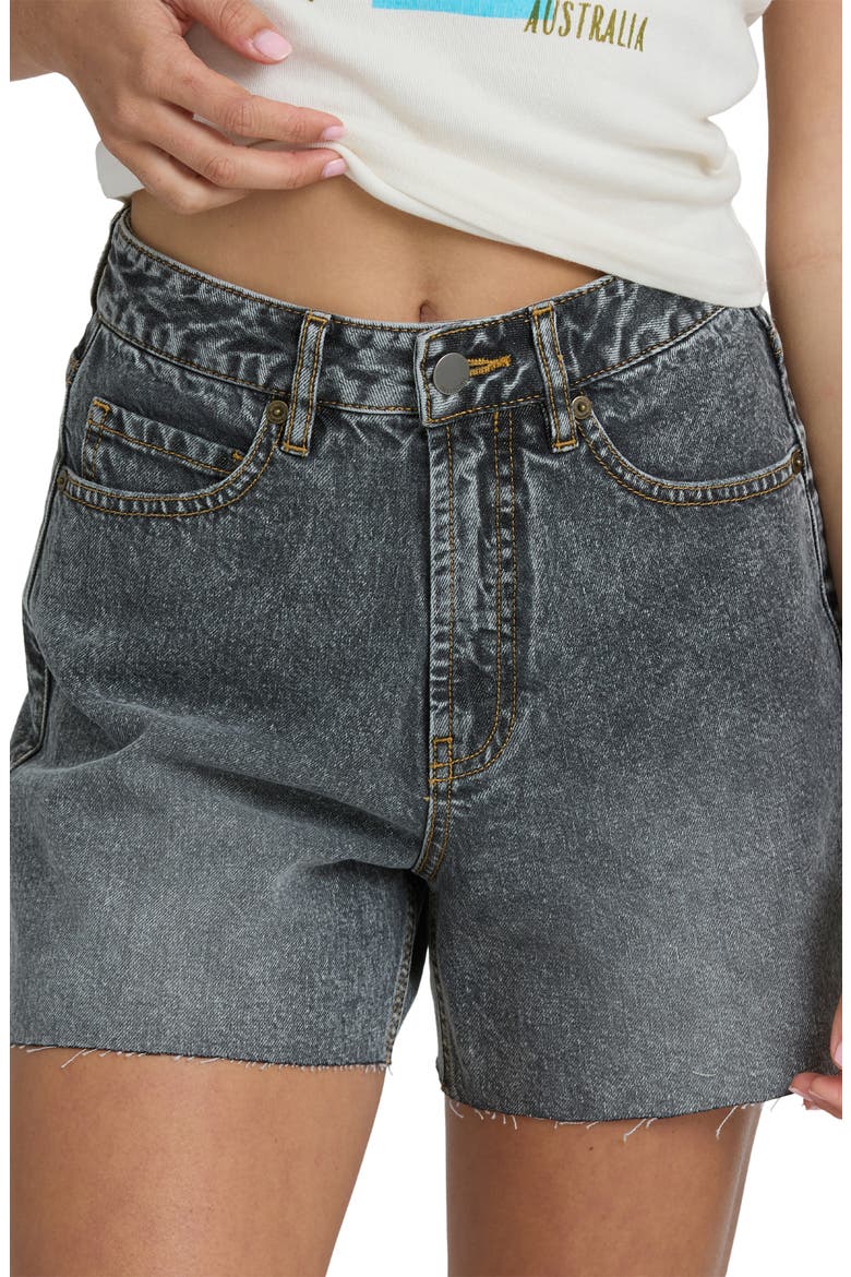 Riley Raw Hem High Waist Denim Shorts, Alternate, color, BLACK WATER