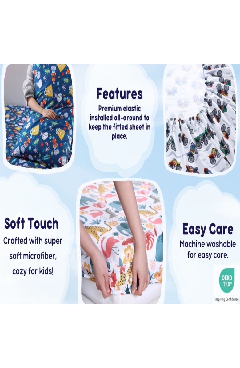 POPPY AND FRITZ Trucks 4-Piece Sheet Set, Alternate, color, Grey Multi