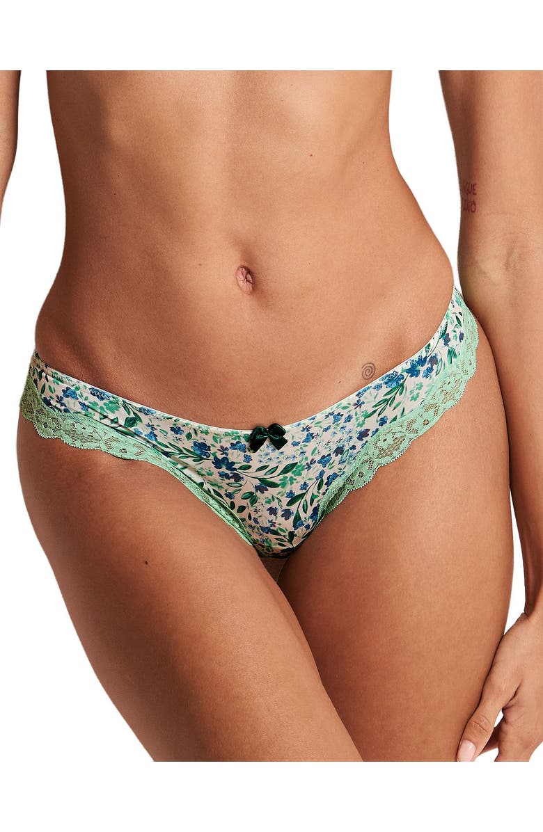 Adore Me Shea Thong Panties, Main, color, Floral White