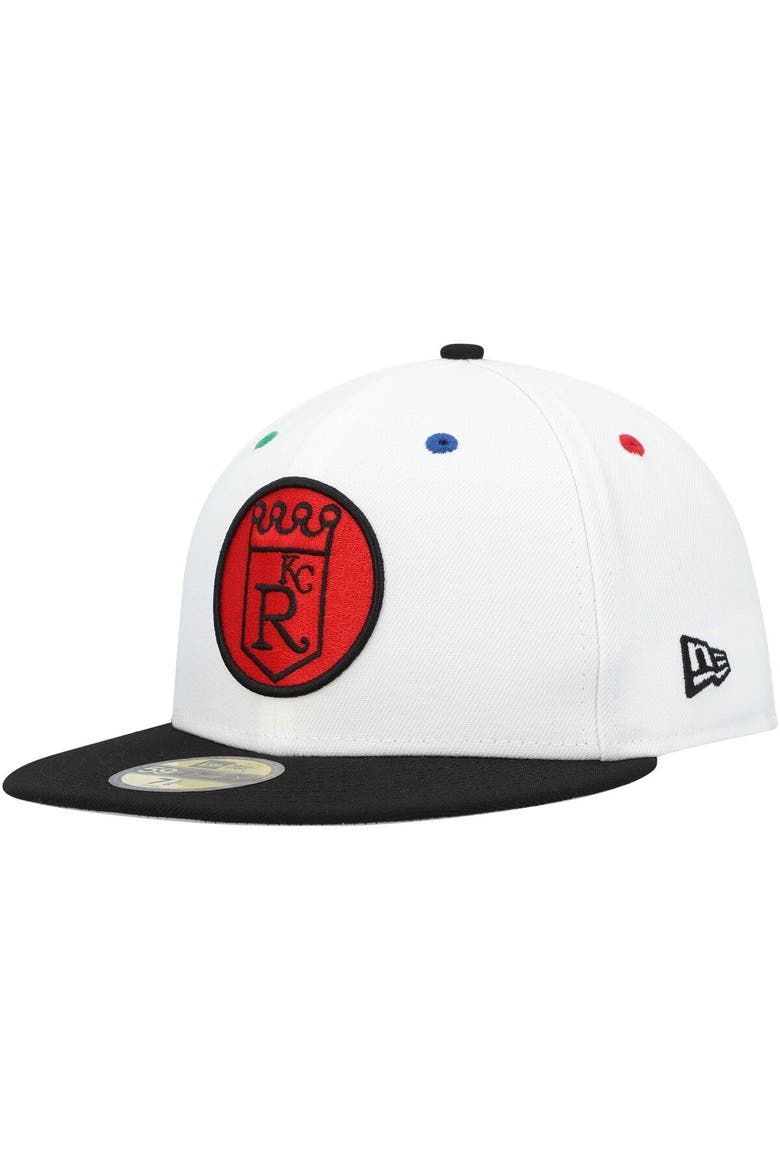 Men's New Era White/Black Kansas City Royals  Primary Eye 59FIFTY Fitted Hat, Alternate, color, White