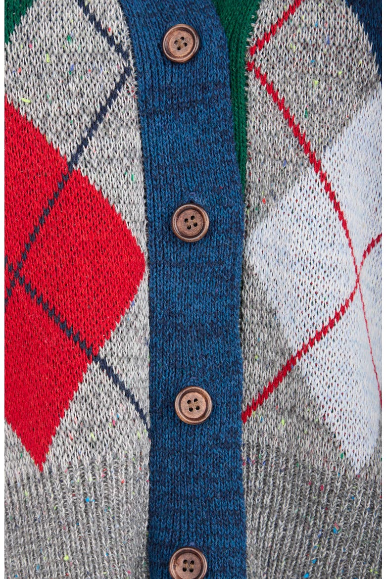 Argyle Knit Cardigan, Alternate, color, GREY