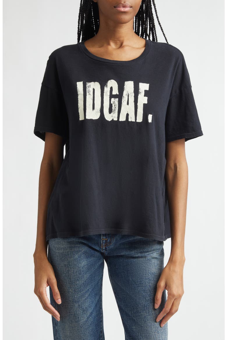 IDGAF Cotton & Cashmere Graphic T-Shirt, Main, color, BLACK