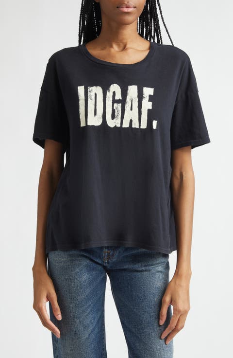 IDGAF Cotton & Cashmere Graphic T-Shirt