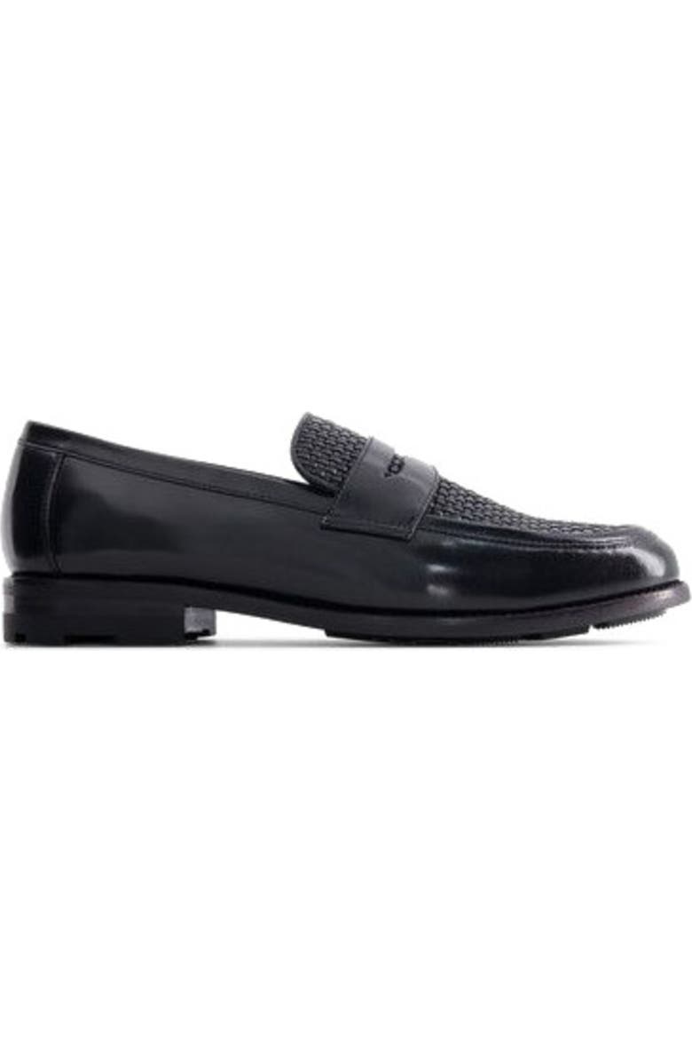 Anthony Veer Mercer Penny Loafer, Main, color, Obsidian Black Leather & Mesh
