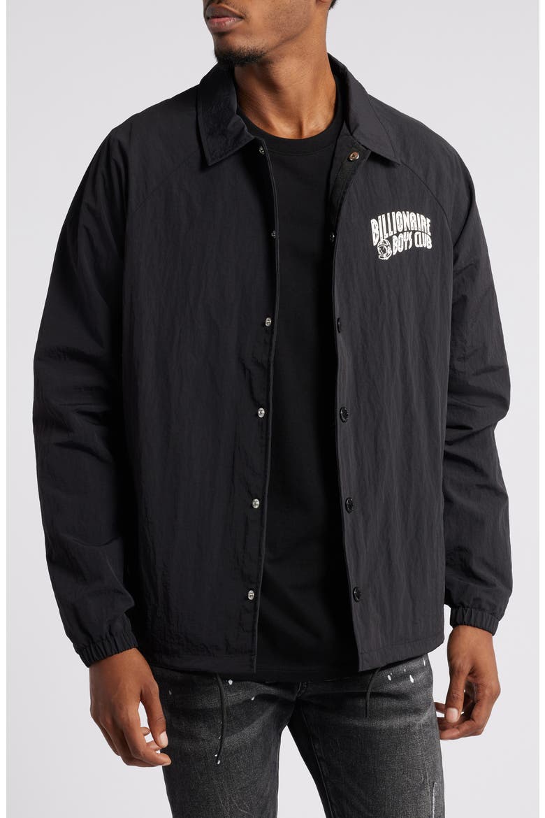 Nylon Snap-Up Coach's Jacket, Main, color, BLACK