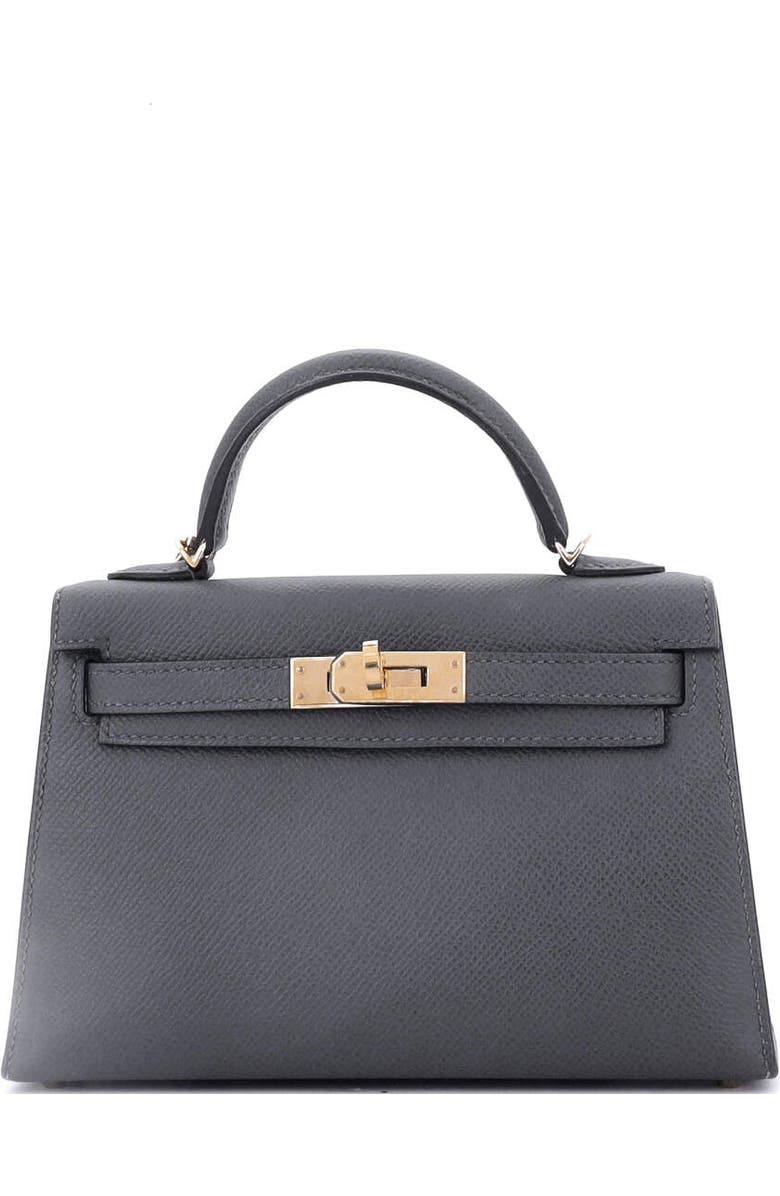 Pre-Owned Hermes Kelly Mini II Bag Grey Epsom with Permabrass Hardware 20, Main, color, Gris Misty