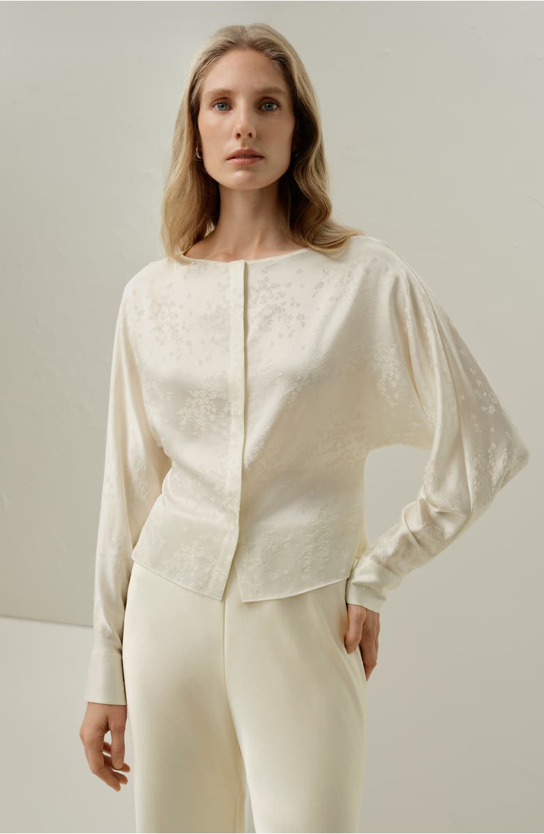 Lilysilk YING Jacquard Silk Blouse, Alternate, color, Lily White
