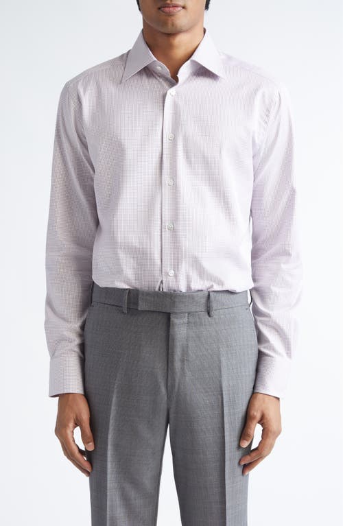 ZEGNA Centoventimila Minicheck Button-Up Shirt in Dark Pink/white at Nordstrom, Size 39