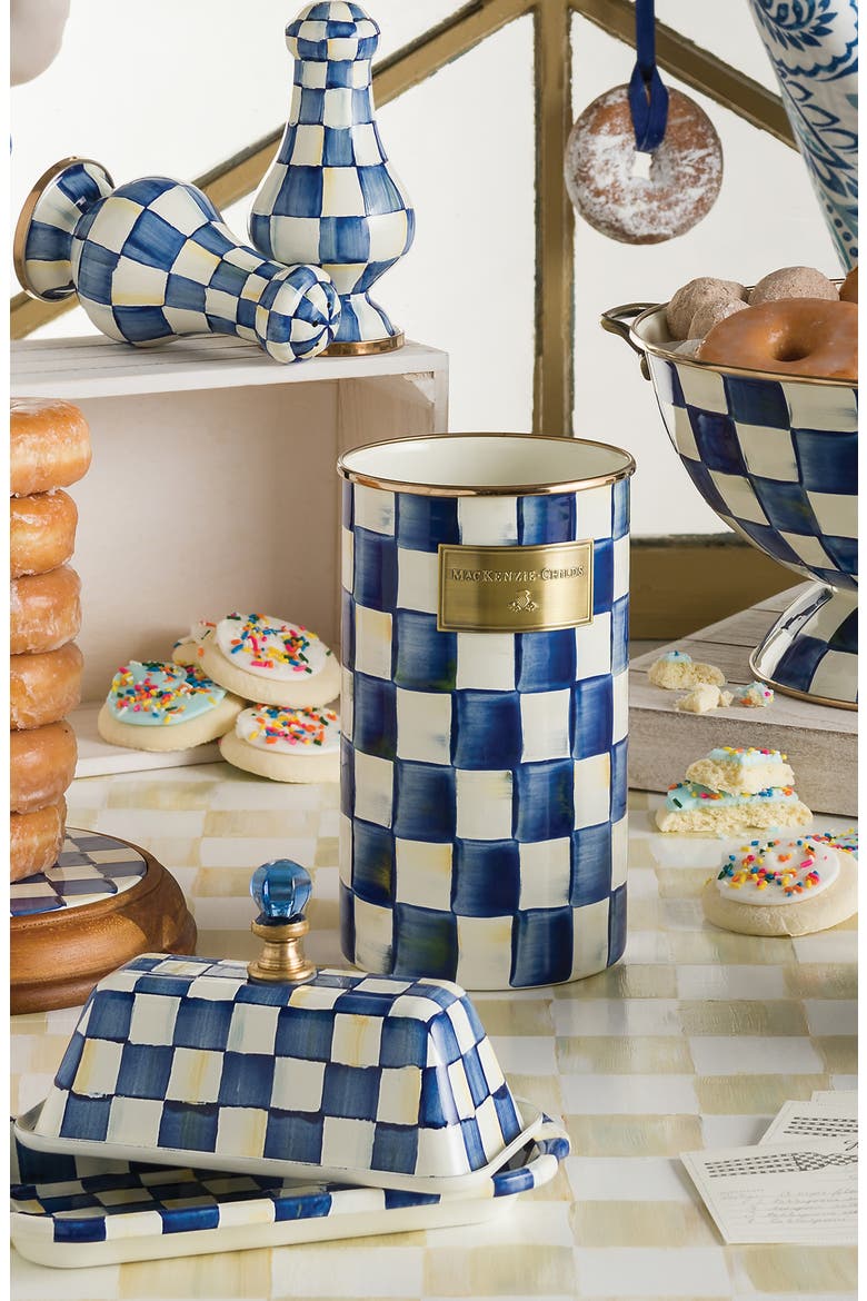 Royal Check Utensil Holder, Alternate, color, BLUE/ WHITE