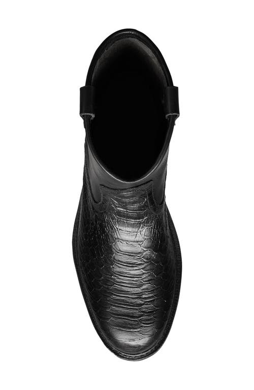 Allen Edmonds Dallas Roper Low Croc Embossed Western Boot In Black Snake Print