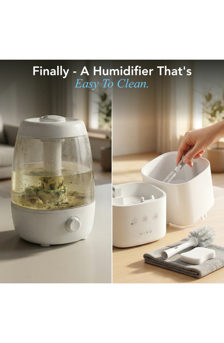 MIKO Breeze 3-Speed White Ultrasonic Cool Mist Humidifier with Top-Fill Tank and Aroma Tray, Alternate, color, White