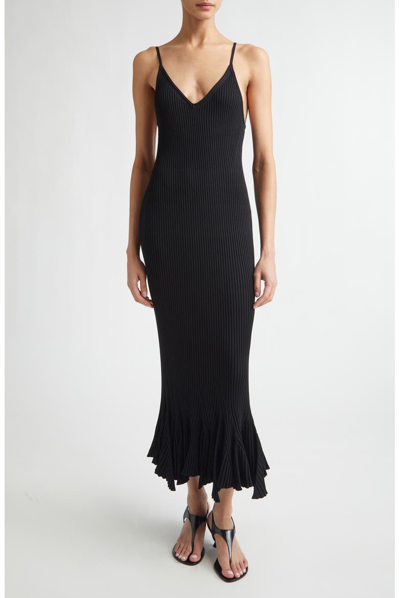 Giuditta Rib Sweater Dress, Main, color, BLACK
