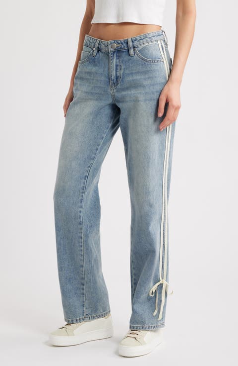 Side Stripe Wide Leg Jeans