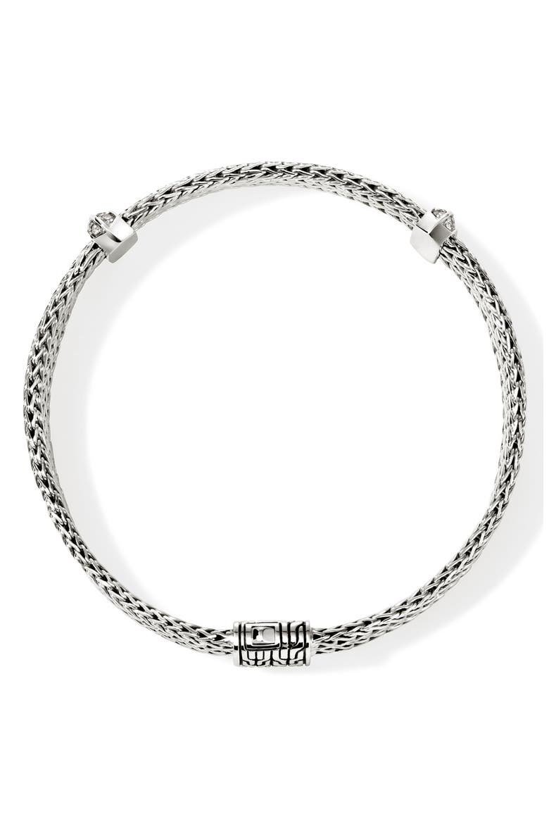 Icon Link Diamond Station Bracelet, Alternate, color, SILVER
